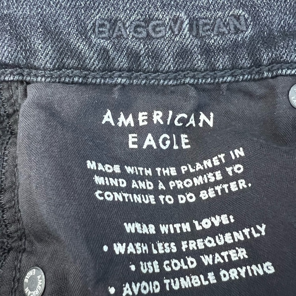 American Eagle Outfitters Black Baggy Jeans Size 0 - Picture 7 of 8